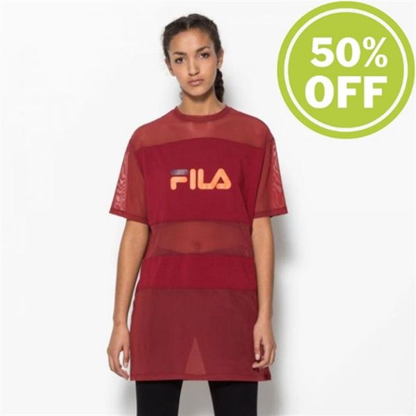 Vestidos Fila Mujer Rojas - Emily Crew Neck Shirt Merlot - España 297108YMO